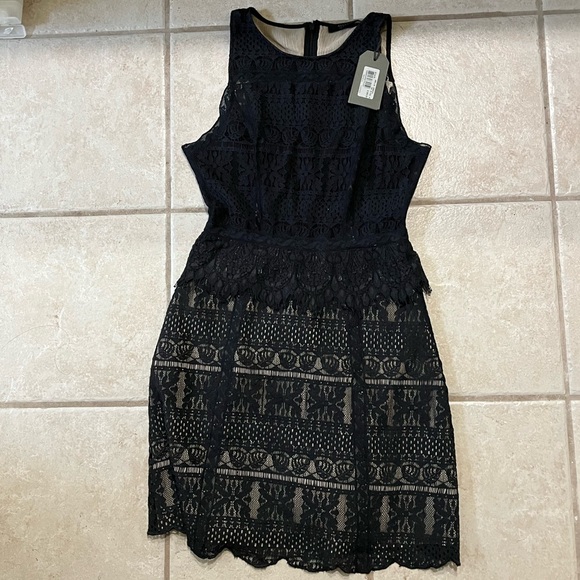NWT All Saints Melia Peplum Lace Dress UK8 US4 - Picture 2 of 8
